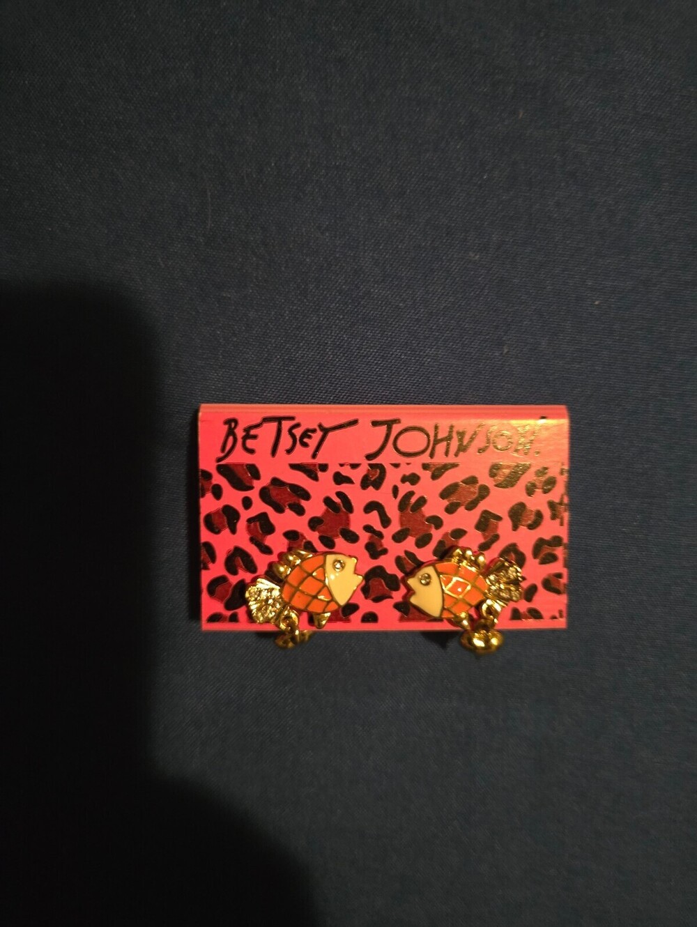 Betsey Johnson Fish Shaped Stud Earrings with Rhinestone Accentsmarj